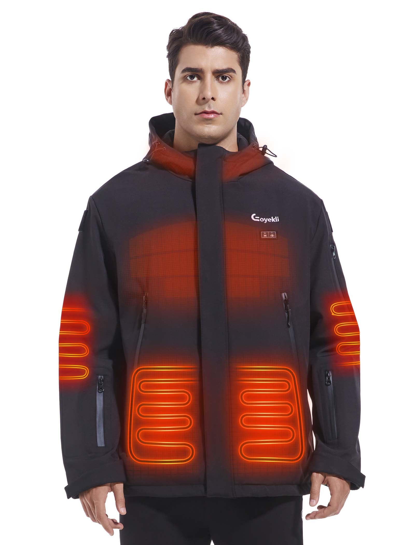 Eoyekli Heated Jacket Heated Jacket for Men with 12V 20000mAh BatteryWaterproof Heated Jacket with HoodBirthday Christmas Gifts for Men