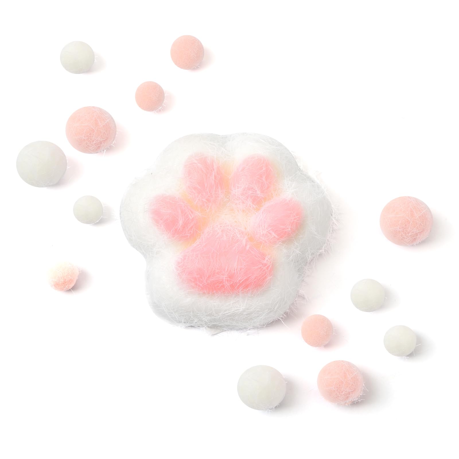 Irokasbar Taba Squishy Toys for Kids Cat Paw Squishy Toys Squishy Paw for Teen Girls and Boys Cat Themed Teenage Girl Gifts Trendy Stuff(White Plush Cat Paws)